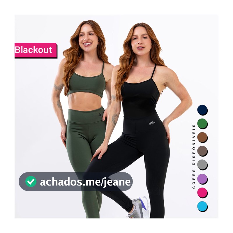 Kit Macacão Costa Nua Longo + Conjunto Fitness Top Alça Calça Legging Sem Transparência Inverno