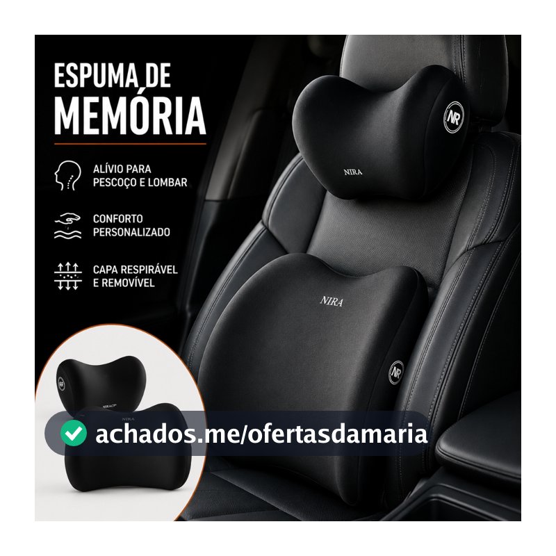 Conjunto de almofada lombar para encosto de cabeça de carro, suporte lombar, espuma de memória, travesseiro de pescoço