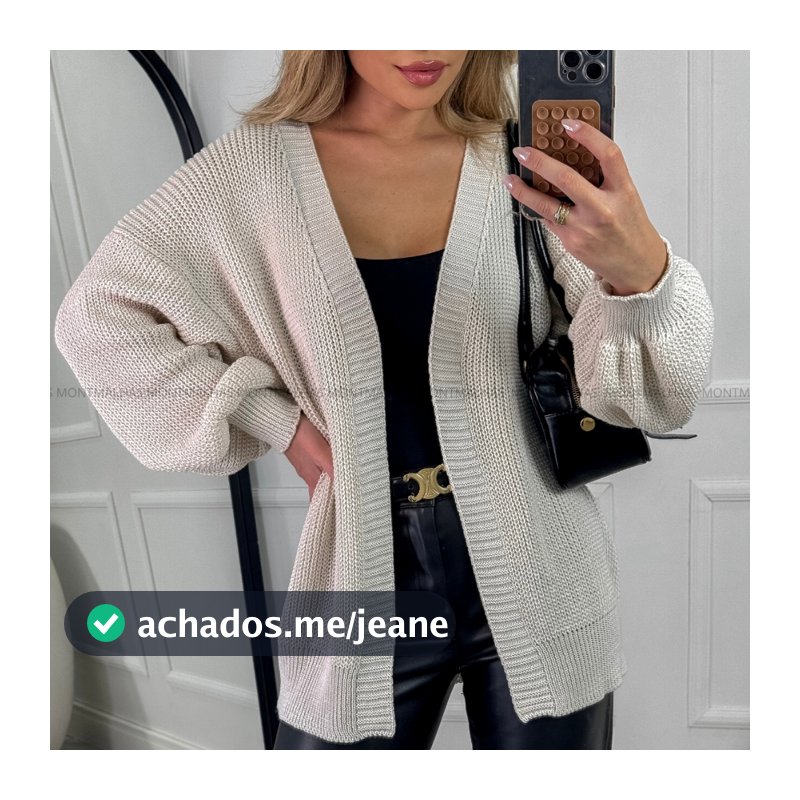 Casaco Tricot Feminino Cardigan Longo Básico Roupa Feminina Elegante Inverno Tricô