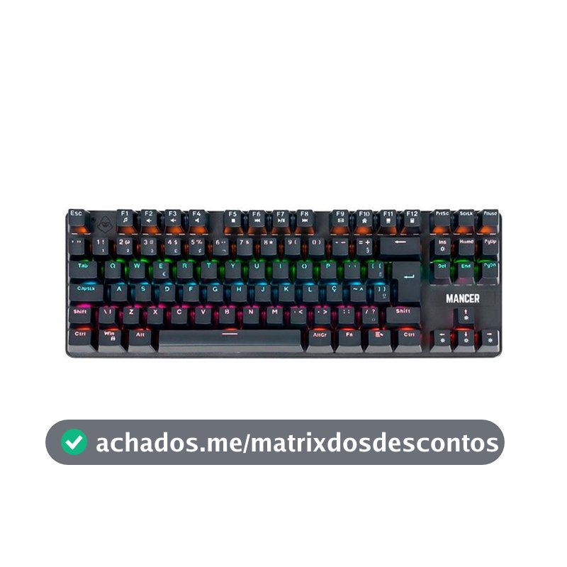 Teclado Mecanico Mancer Shade MK3, Rainbow, Switch Huano Vermelho, Preto, MCR-SHM3-RBW01RD