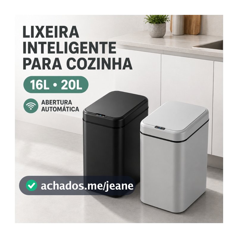 Lixeira Inteligente De Banheiro Com Tampa sem Toque Automática com Sensor De Movimento 16-20 litros PILHA