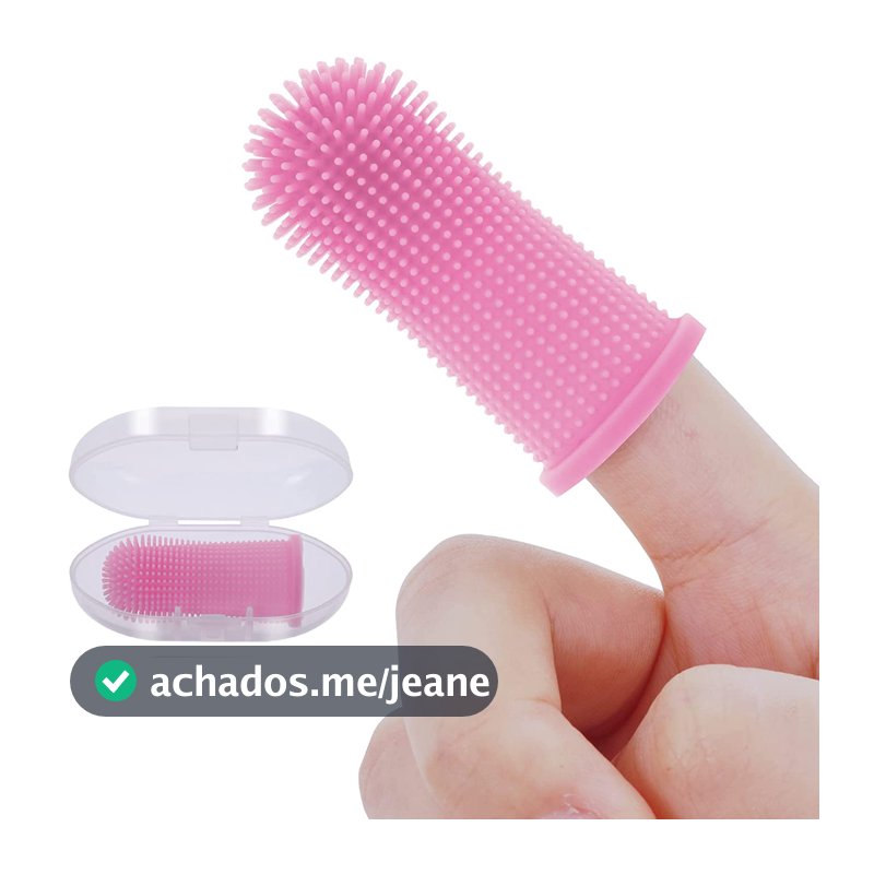 Escova De Dente 360° Para Pet De Dedo Silicone BPA Free Com Estojo Limpeza Cuidado Bucal Cachorro Gato