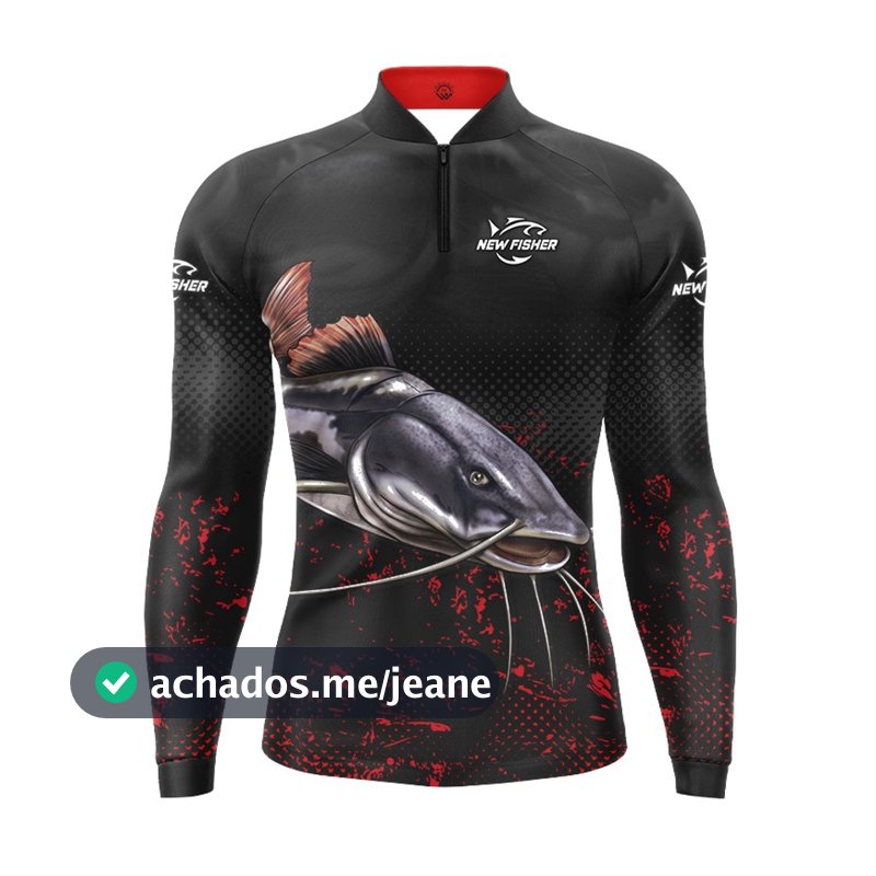 NF02M - Camisa Camiseta Blusa de Pesca Masculina New Fisher Pirarara - com proteção UV