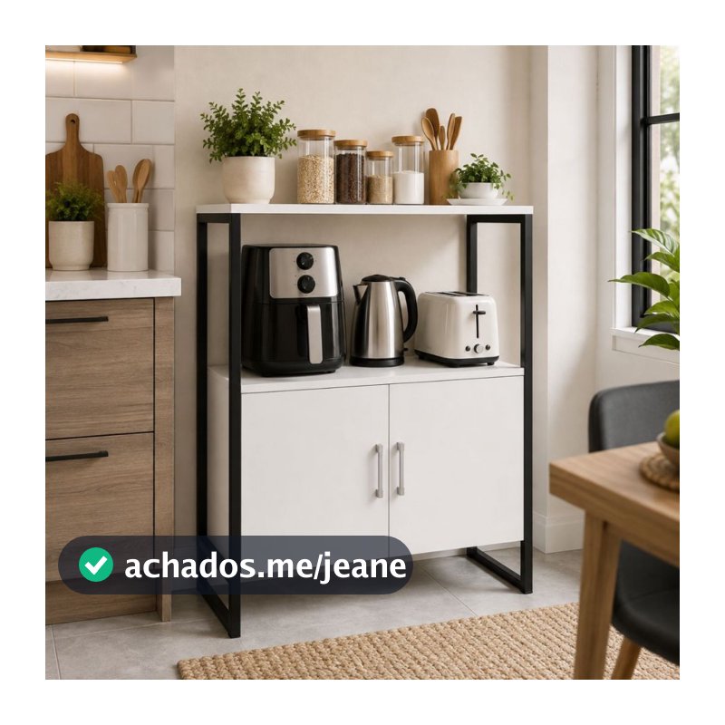 Balcão de Cozinha 2 Portas Armário Multiuso Móvel Auxiliar Organizador Aparador para Eletrodoméstico
