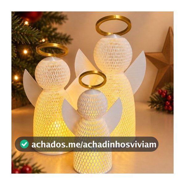 Anjo de Natal em Malha com Vela de LED – Decoração Natalina