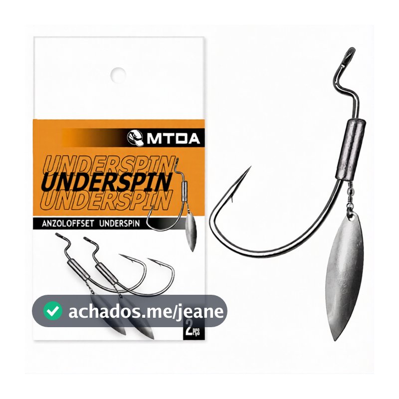 Anzol Underspin Anti Enrosco Matadeira 2pcs Offset EWG Colher Isca Soft Artificial Shad Criatura