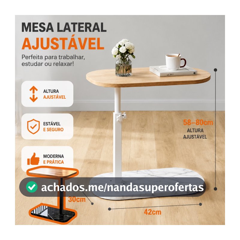 mesa lateral ajustável, aparador lateral de sofá, mesa de chá, mesa de cabeceira, prateleira de cabeceira