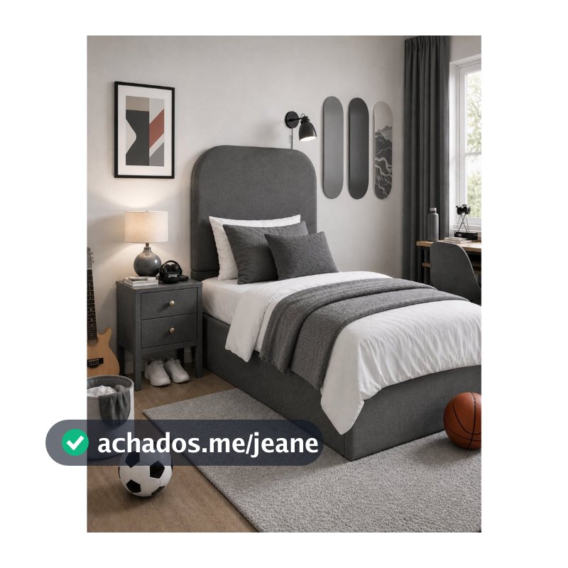 Cabeceira P/ Cama Box Solteiro Modelo Dunna Orgânica Ads Decor - Suede na Cor Cinza