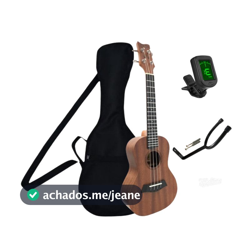 Ukulele Concert Mahina 23k + Bag Resistente com Alça + Afinador Digital + Suporte Parede KIT