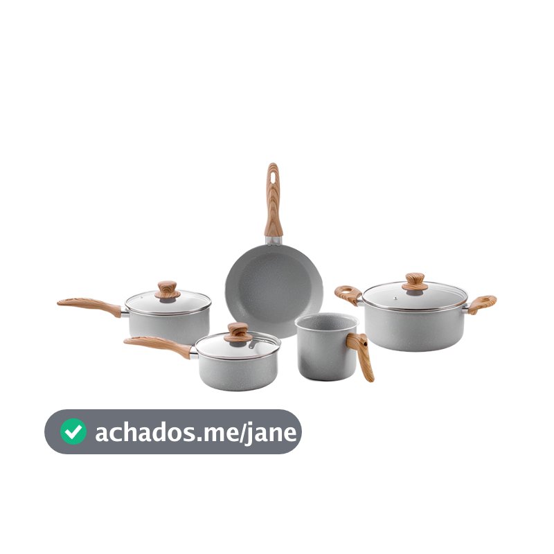 Jogo De Panela Antiaderente 5 peças Brinox Gris Ceramic Life Easy Cinza