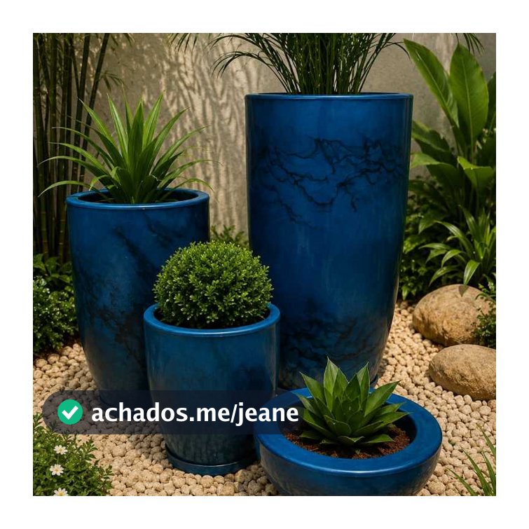 Kit 4 Vasos Marmorizados Decorativos Planta de Luxo Flor Polietileno Coluna polida N1 N2 + Bojo N1 N2 Com Pratos
