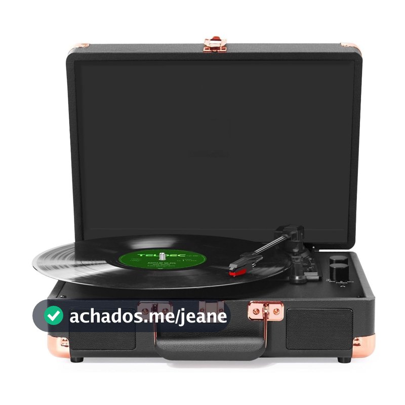 Toca-discos de vinil com alto-falantes, modelo retrô, acionamento por correia, prato giratório com 3 velocidades, reprod