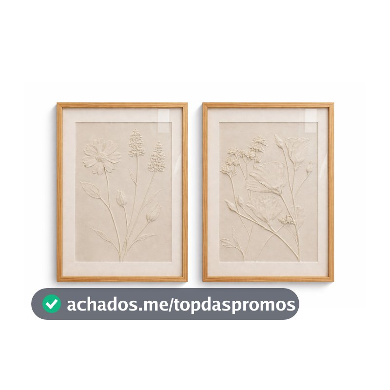 Kit 2 Quadros Decorativos Flores 3D Com Moldura Para Sala Clean