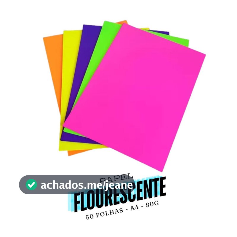 Folhas Papel Neon Criativo A4 80g Papel Fluorescente Material Escolar Volta as Aulas Papelaria