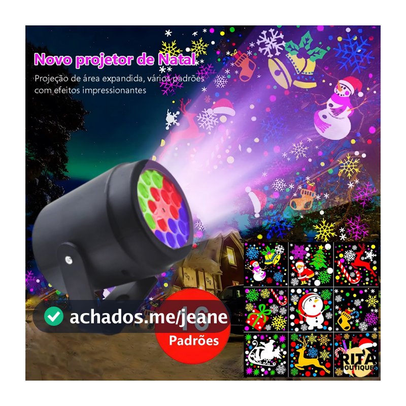 Projetor LED Decoração Natal 110v 220v Dupla Voltagem Desenhos Natalinos Laser Jardim