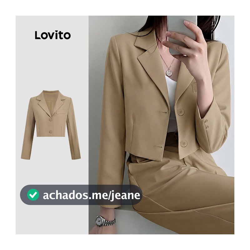 Lovito Elegante Blazer Casual De Botão Marrom Para Outono/ Inverno Feminino LNL148129