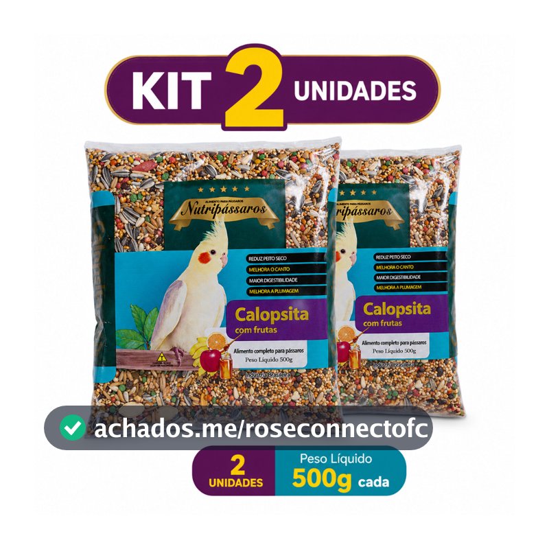 kit 2 un - Ração para Calopsita Extrusado com frutas Nutripássaros 500g