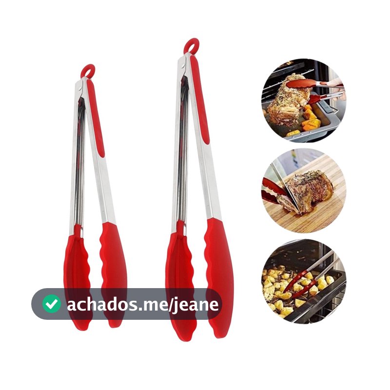 35/27/21CM Pegador De Silicone e Inox Para Carne Churrasco Salada Cozinha