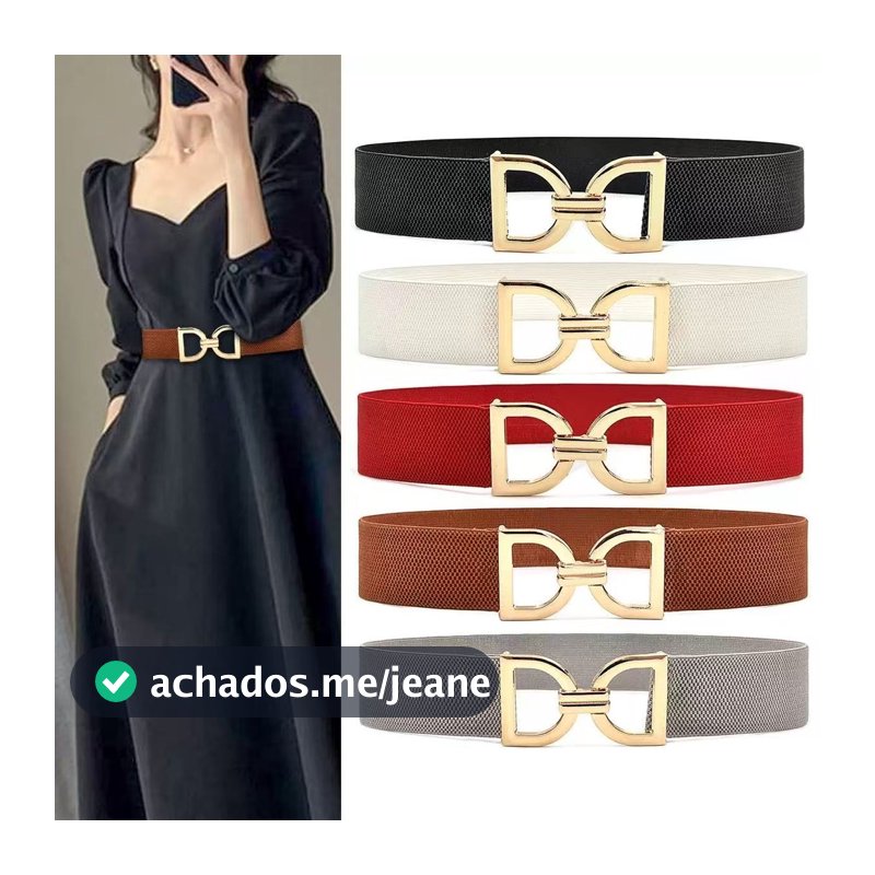 Cinto Elástico Feminino Estilo Coreano De Cintura Dourado Para Vestidos