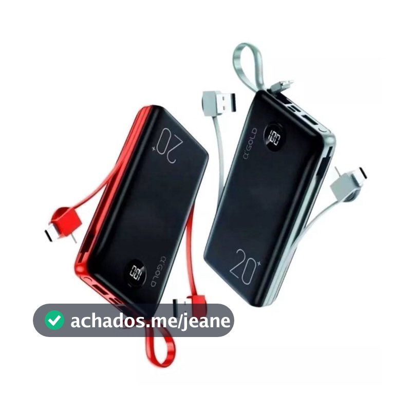 Power Bank Carregador Portátil 20.000mAh Digital compatível com iPhone e Samsung