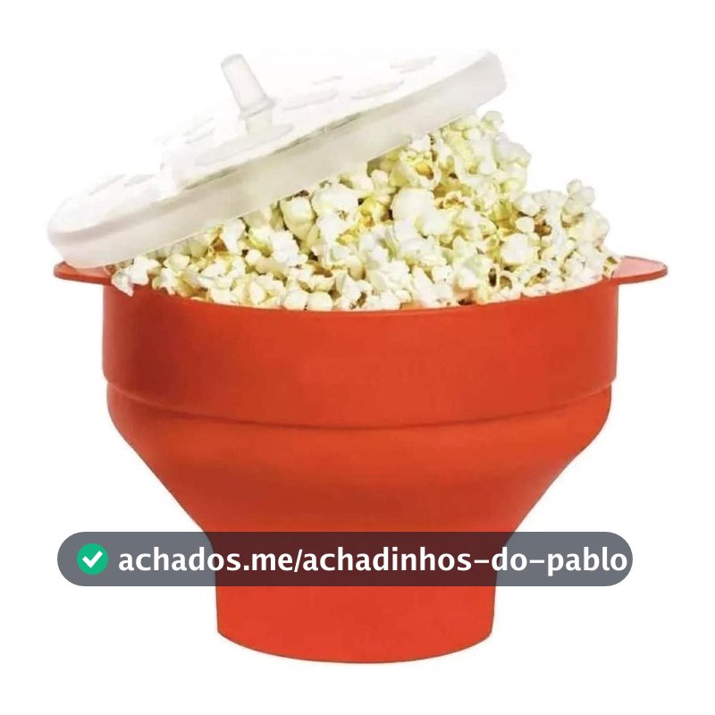Pipoqueira Grande Para Micro-ondas Sem Óleo Balde Pipoca Silicone Redonda Com Tampa Livre BPA