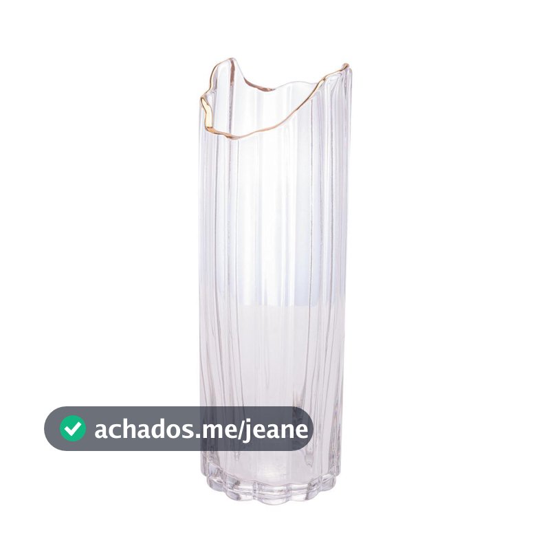 Vaso com Borda Dourada Wolff de Vidro 10cm x 30cm
