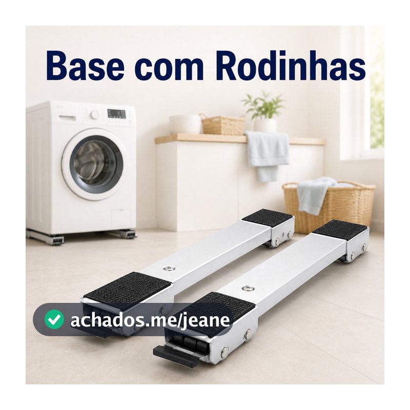 Par de Suporte Base Ajustável com Rodinhas para Geladeira Fogão Máquina de Lavar até 200 kg