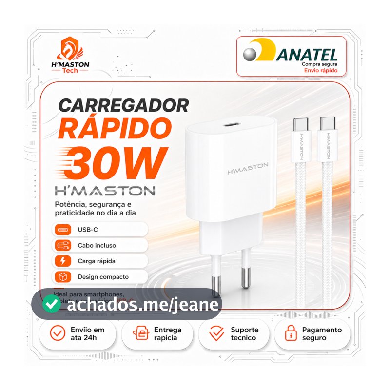 H'maston  Carregador Turbo Tipo C Carregador De Celular Fonte Carregador 30w 5A CB16
