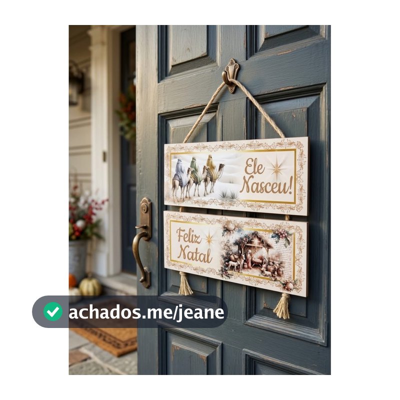 2 Peças Enfeite de Natal para Porta Placa Decorativa Decoração Natalina Natal MOD2