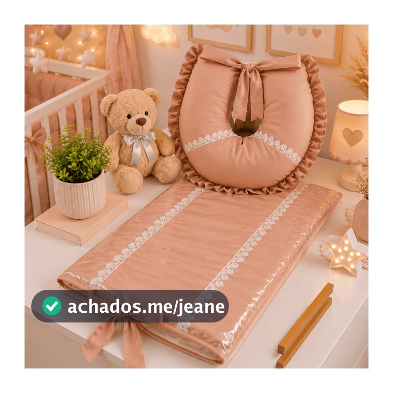 Kit Maternidade Essencial Almofada Amamentação + Trocador Cômoda Liso Impermeável