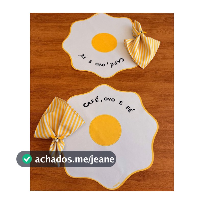 Kit de Mesa Posta 4 Americanos Impermeáveis + 4 Guardanapos Café da Manhã Ovo e Fé Oferta Exclusiva