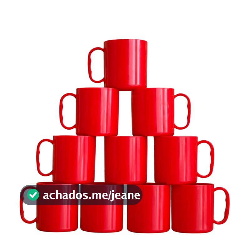 Jogo Canecas Vermelhas Merenda Plástico Creche Festa Lembrancinha Natal