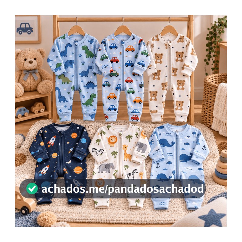 Kit 4 Macacão de Bebê Roupa Menino Estampado Ziper Animado Estampado Algodão Verão Maternidade