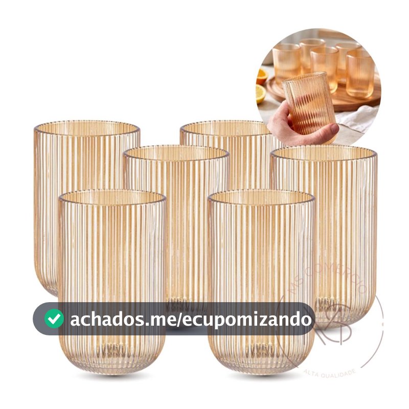 Jogo Copos Canelado e  Taças Versalhes Clear Jogo Com 6 ou 12 Peças