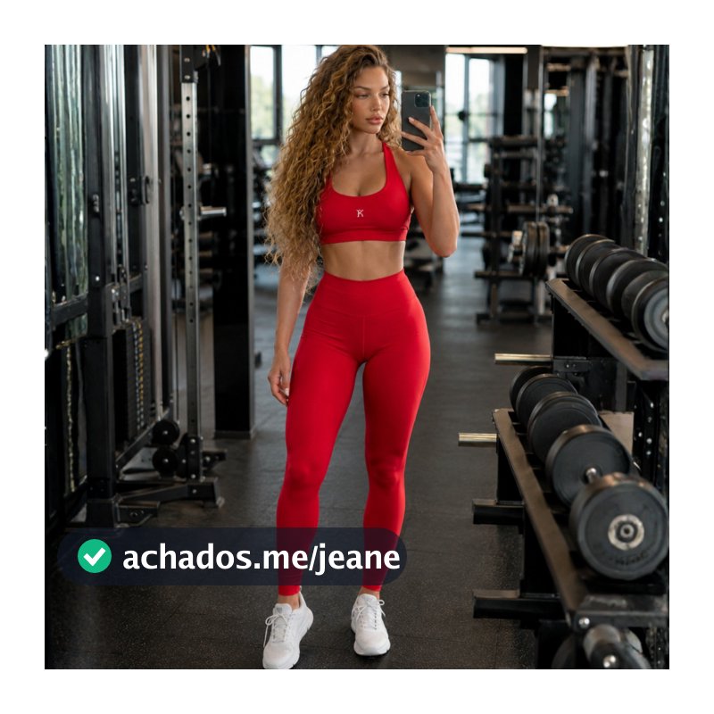 Conjunto Academia Calça Legging e Top Fitness Feminino Poliamida zero transparência