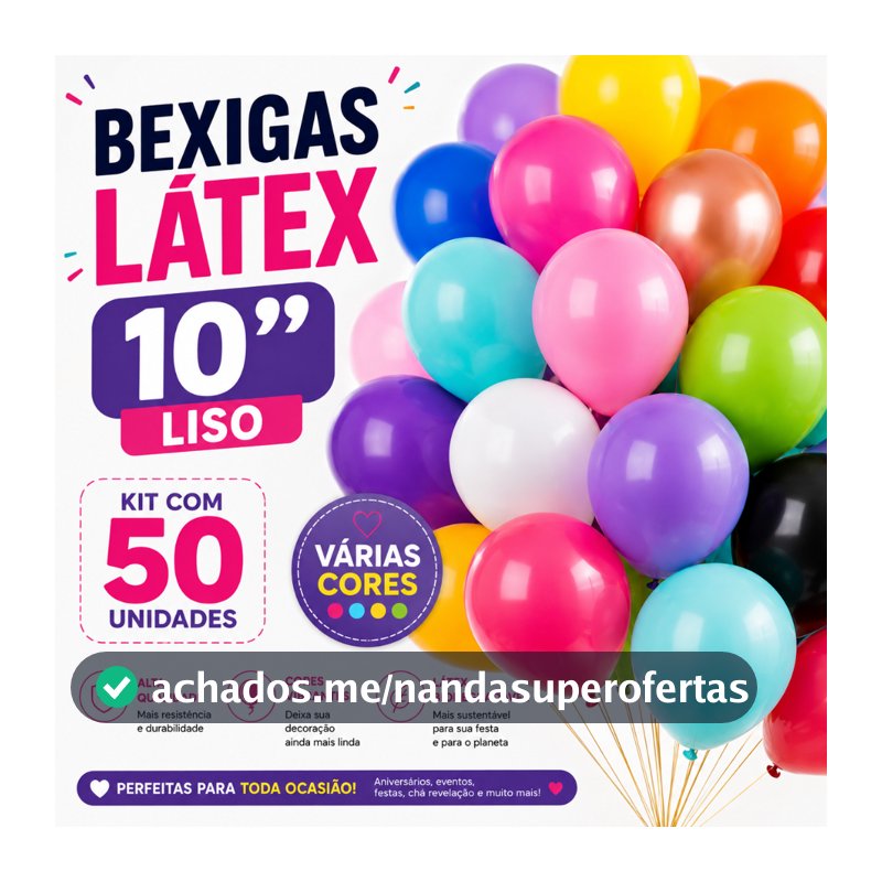 Balão Bexiga Látex Liso 10 Polegadas Kit 50 Unidades Bexigas para Festa Decoração Aniversário