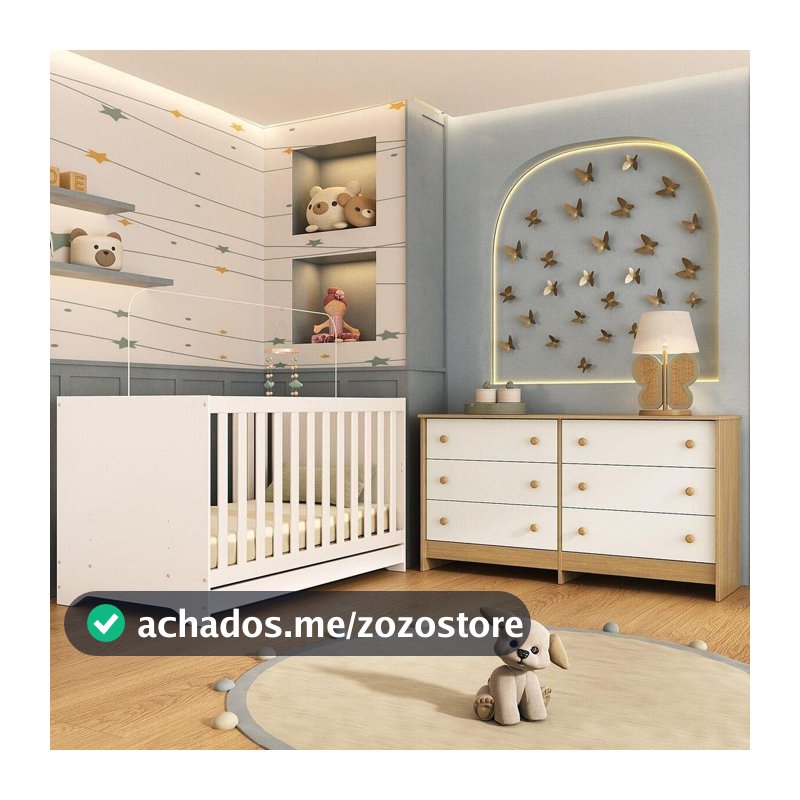 Berço Americano 3 em 1 para Colchão 130x70cm com Cômoda Caramelo Multimóveis MP4677