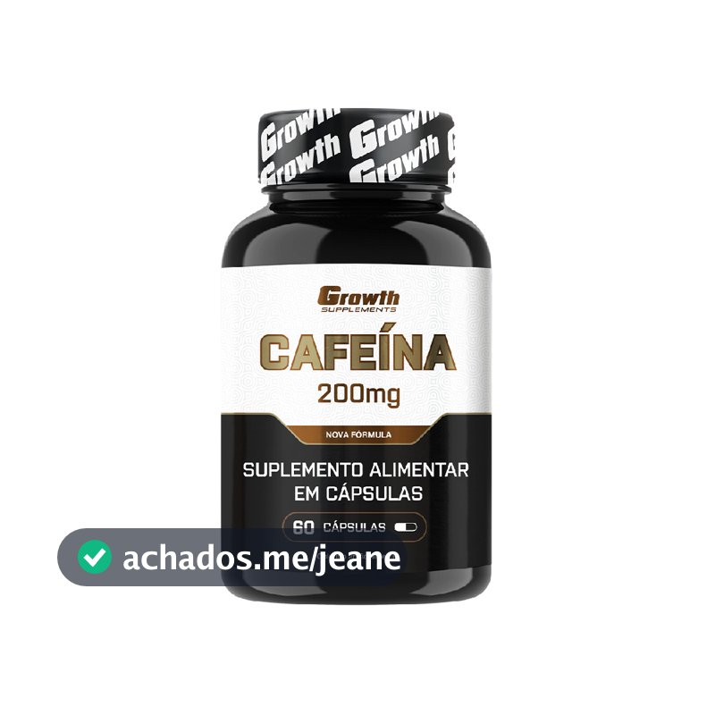 Cafeína 200mg (60 Caps) Termogênico Growth Supplements Sem Sabor