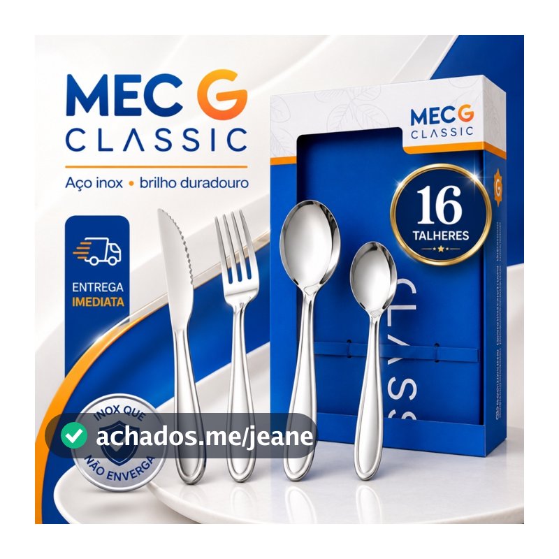 Kit Conjunto Jogo De Faqueiro Classic 16 Peças Aço Inox Mec G