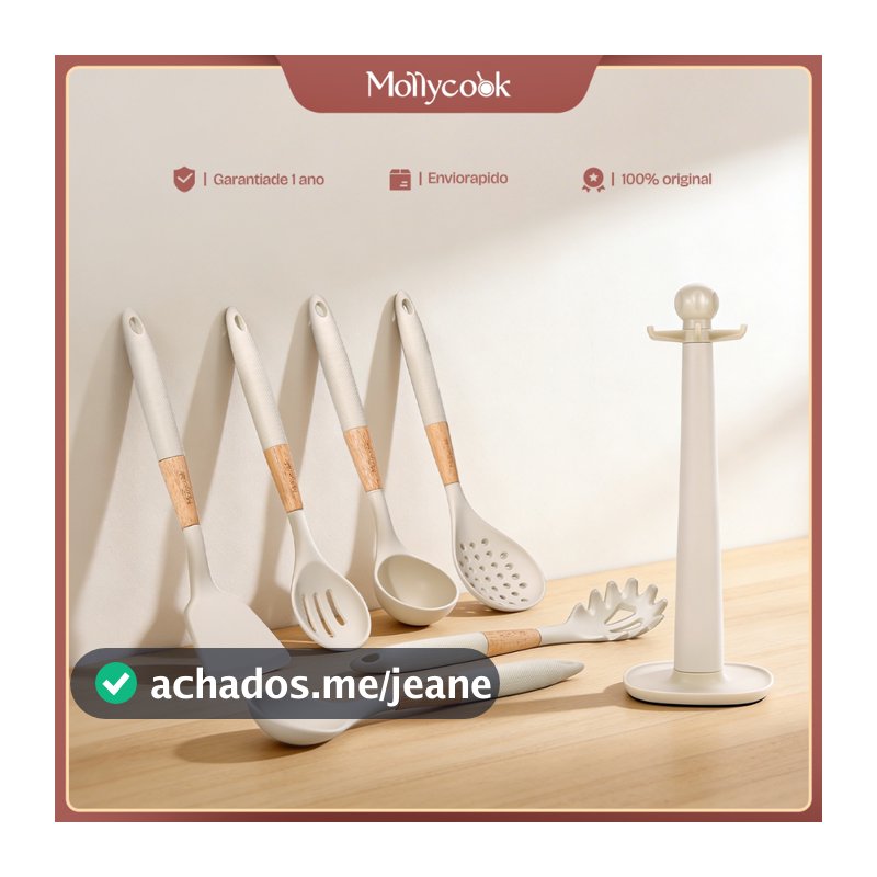 Kit 7 Peças Colheres de Silicone Mollyccok Premium Kit Utensílios Cozinha