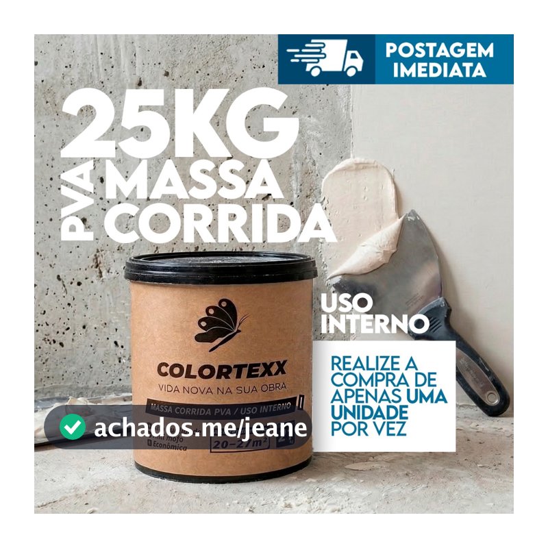 Massa Corrida Premium Pva 25kg Acabamento Nivelador Fácil Aplicação - Colortexx branca parede