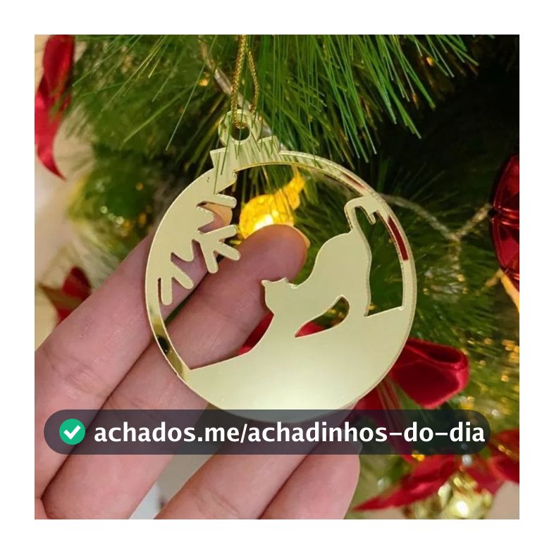 Kit 6 Enfeites de Natal Gato em Acrílico Espelhado Decoração Elegante de Árvore Natalina Moderna