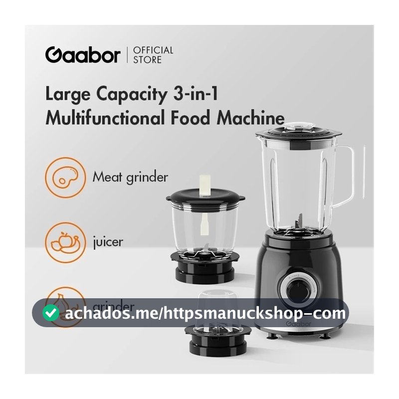 Gaabor Processador 1,6L 500W Moedor de Carne + Liquidificador + Triturador – Potente JM-16M02A