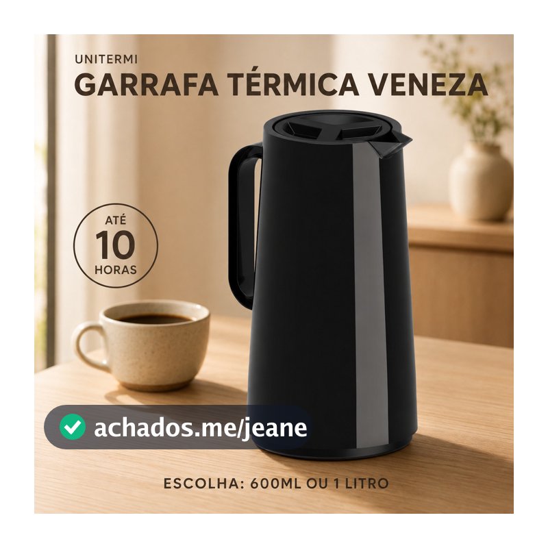 Garrafa Térmica Unitermi Veneza 1L 1 Litro 600ml Café Chá Água Tererê Chimarrão 10 Horas