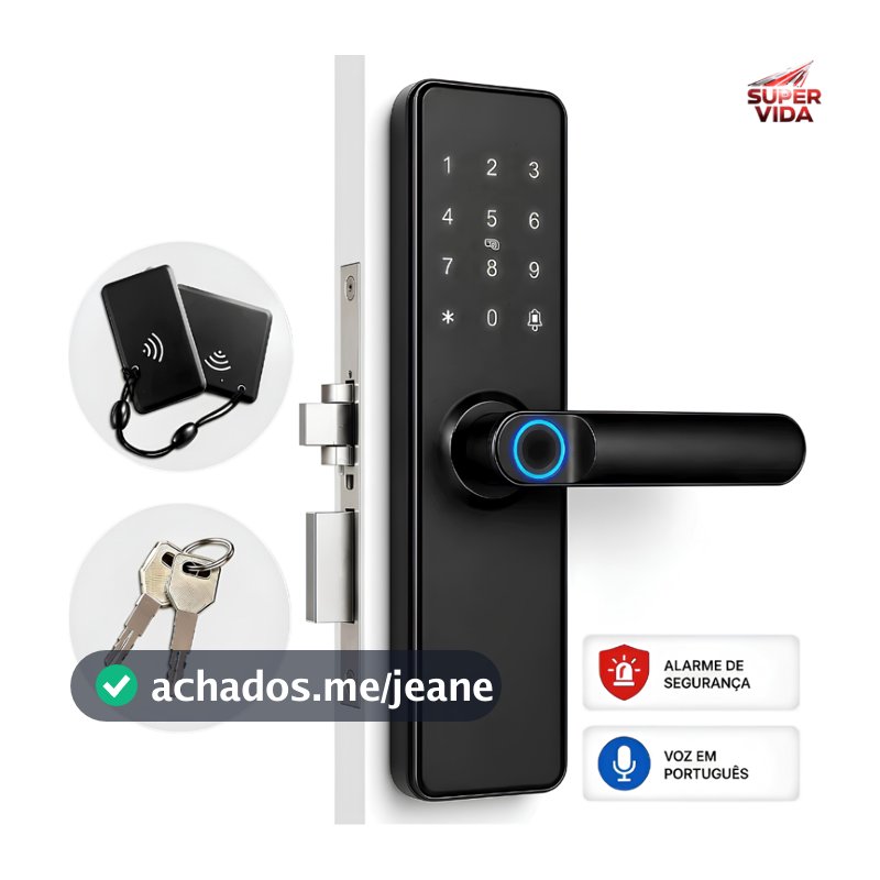 Fechadura Inteligente Digital 4 em 1 Biométrica Impressão Digital Senha Cartão Chave Residencial -Knup