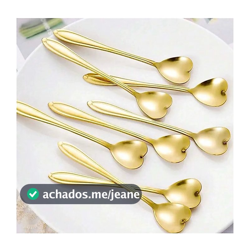 Kit Colheres coração para chá/café  dourada 1,5 ou 10 unidades