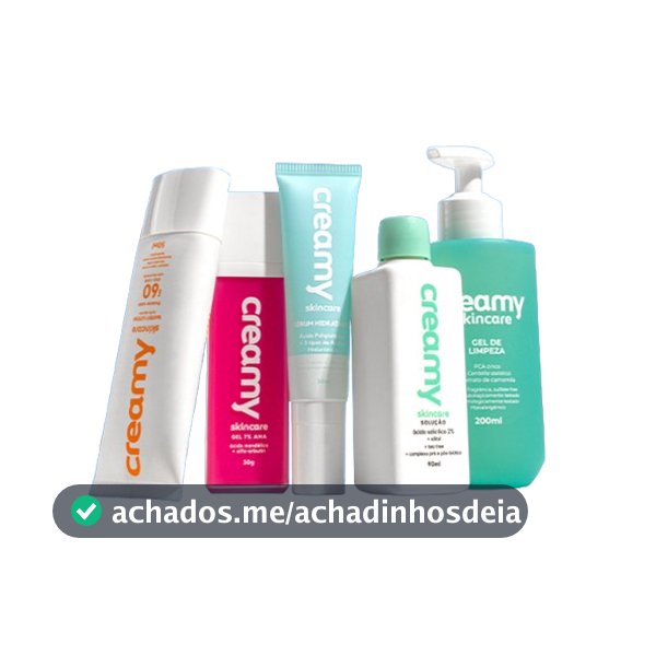 Kit Rotina Antiacne e Antioleosidade - Protetor FPS60, Ácido Mandélico, Sérum Hidratante, Salicílico e Gel de Limpeza
