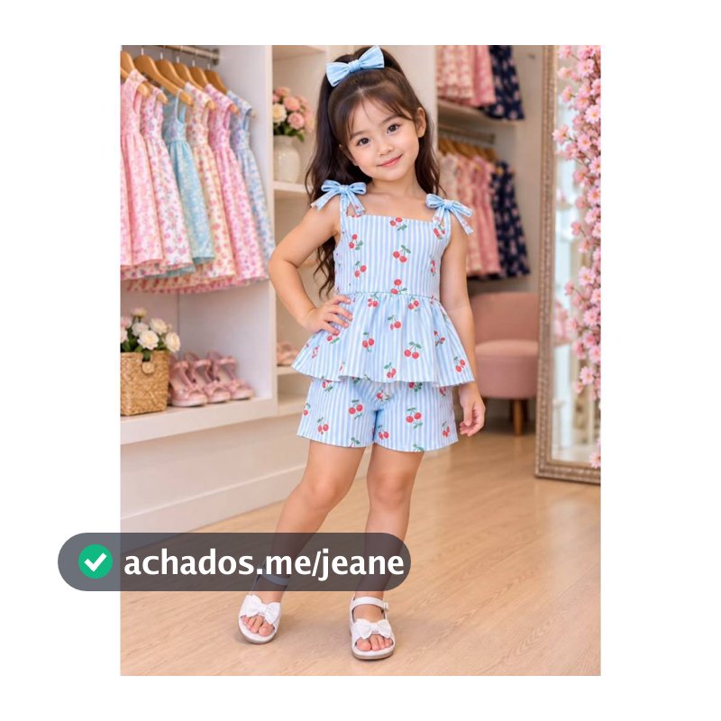 Conjunto super fofo, blusinha com amarração e shorts