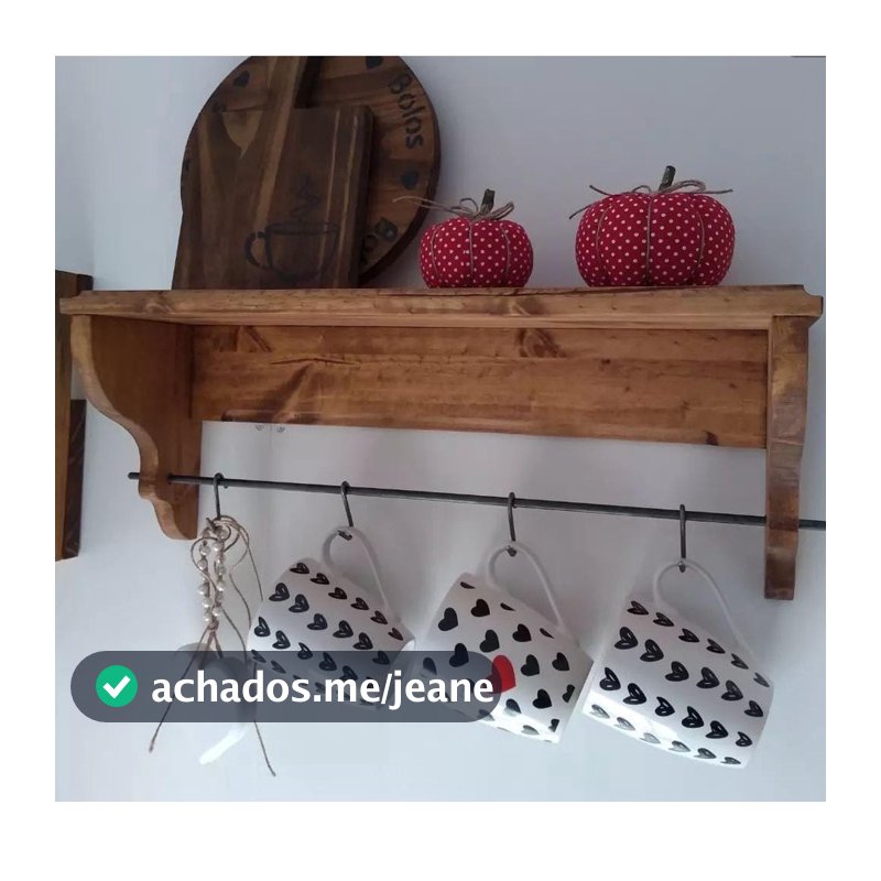 Prateleira com Ganchos - Nogueira