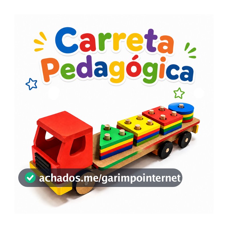 Brinquedo Pedagógico Carreta Prancha Em Montessori MDF Encaixe Formas Geométrica Educativo Para Crianças